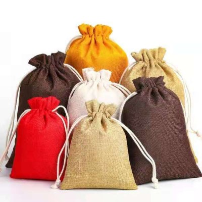 Custom Eco-friendly Colorful Linen Drawstring Gift Bags